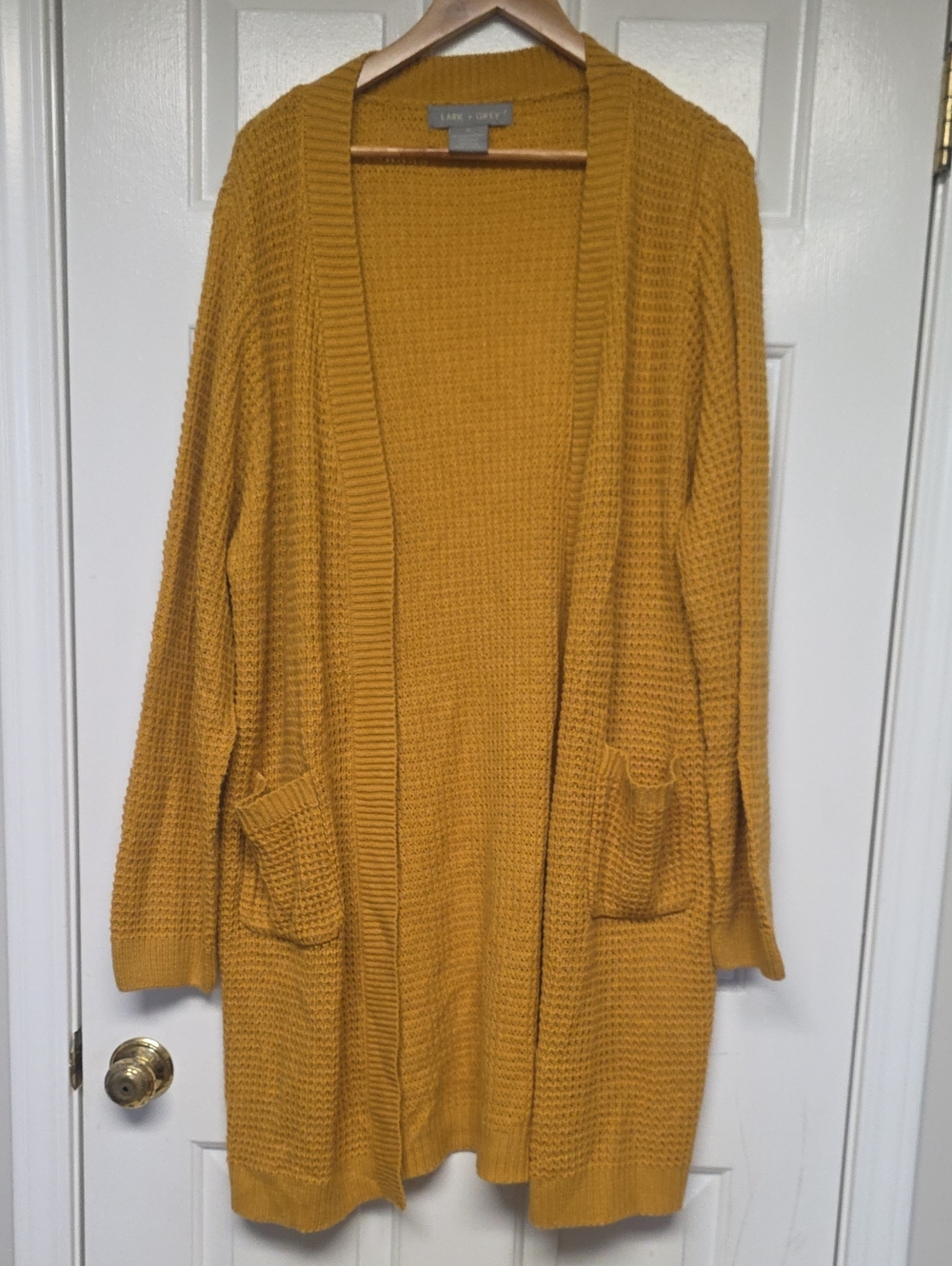 Madewell Long Open-Front Mustard Cardigan